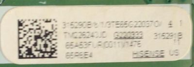 MAIN PARA TV HISENSE·ROKU TV 4K·UHD·HDR / NUMERO DE PARTE 315290 / RSAG7.820.11014/ROH / 315291 / 65A53FUR(0011) / PANEL HD650Y1U72-T0L2\GM\CKD3A\ROH / DISPLAY HV650QUB-F70 / MODELO 65R6E4 65A53FUR - Imagen 3